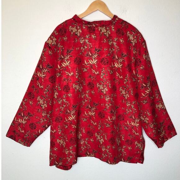 Vintage Teddi Of California Blouse Tunic Long-sleeve Asian Chinese Inspired 4X - Picture 2 of 14